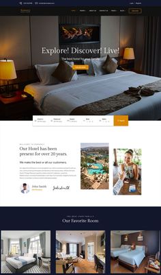 the hotel website is clean and ready to be used for its guests'needs, as well as an additional landing page