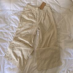 - Never Worn - New With Tags - Accepting Offers Neutral High Waist Wide Leg Pants With Relaxed Fit, High Waist Wide Leg Pants In Neutral Color, Neutral Relaxed Fit High Waist Wide Leg Pants, Neutral High Waist Relaxed Fit Pants, Neutral High-waist Relaxed Fit Pants, Cotton Gauze Pants, Gauze Pants, Pants Color, Linen Pants