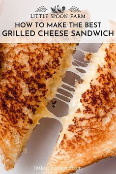 grilled cheese sandwich cut in half with text overlay reading how to make the best grilled cheese sandwich