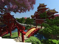 Minecraft Pagoda Build, Japanese Mountain House Minecraft, Fox Statue Minecraft, Japanese Bridge Minecraft, Minecraft Ocean Builds, Minecraft Kale, Tree Minecraft, Minecraft Background