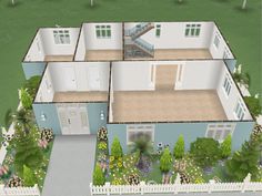 an artist's rendering of a two story house with lots of windows and doors