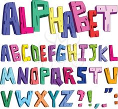 the alphabet is made up of different colored letters