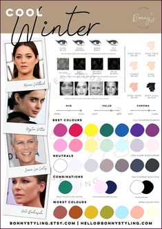 Winter Color Analysis, Color Analysis Winter, Winter Skin Tone, True Winter Color Palette, Deep Winter Palette, Deep Winter Colors, Mode Tips