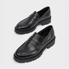 Vagabond KENOVA - Women's BLACK LEATHER Chunky Penny Loafers, Vagabond Kenova, Shoe Brushes, Black Cow, Cream Shoes, Penny Loafer, Goat Leather, Penny Loafers, Shoe Care