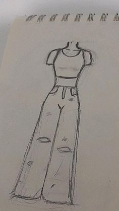 a drawing of a woman's dress on a piece of paper