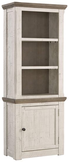 PRICES MAY VARY. FARMHOUSE CABINET: This right pier cabinet doubles seamlessly as an accent or curio cabinet for your vintage casual space ENTERTAINMENT CENTER PIER: Take TV time up a notch with this tall pier made of pine wood, veneer and engineered wood in a two-tone distressed finish of weathered gray and vintage white. PIER-STYLE DESIGN - This tall pier style unit boasts three open shelves as a framed door, making it easy to store your accents safely out of harms way EASY FIT: This cabinet m Farmhouse Cabinets, Modern Bookcase, Parker House, Ashley Furniture Homestore, Open Shelves, Modern Farmhouse Style, Farmhouse Design, Ashley Furniture, Stylish Furniture