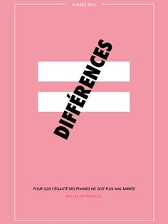 a pink poster with the words differences in black and white, on top of it