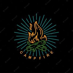 the campfire logo on a black background