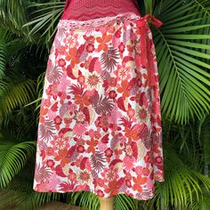 Only Hearts Boho Cotton Draw Strong Waist Skirt. Just In Time For Spring. Enjoy This Delicate Floral Print With A Ribbon Tie Waist Size Large Red Lined Summer Skirt, Red Summer Skirt With Lining, Red Lined Skirt Bottoms For Summer, Red Lined Skirt For Summer, Summer Flowy Red Skirt, Red Long Wrap Skirt For The Beach, Red Casual Wrap Skirt For Summer, Casual Red Wrap Skirt For Summer, Red Summer Wrap Skirt With Lining