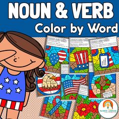 an american flag themed color by word game for kids to learn colors and read the words