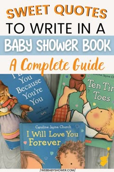 baby shower books with the title sweet quotes to write in a baby shower book