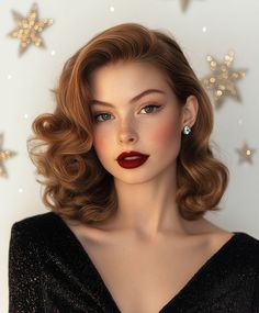 Hair For Christmas Party, Vintage Hair Wedding, Christmas Party Hairstyles Medium, Hairstyle With Crown, Hairstyle For Bridesmaid, Hollywood Glam Curls, Hollywood Hairstyle, Christmas Party Hair, Glam Curls