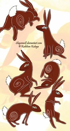 an image of rabbits with different shapes and sizes on them, including the tail ends