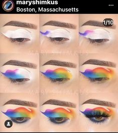 Makeup Pictorial, Makeup Colorful, Rainbow Makeup, Eye Makeup Steps, Brow Powder