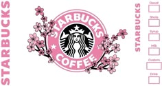 the starbucks logo with pink flowers on it