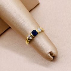 Euc 18k Yellow Gold Estate Bright Blue Sapphire & Diamond Ring Size: 3.75 (Sizable) Details: 18k Yellow Gold 1 Center Round Cut Blue Sapphire; Approx. 1/5 Ct. T.W. 2 Round Cut White Diamonds; Approx. 1/6 Ct. T.W. Weight: 2.7g Fully Hallmarked Condition: Excellent Lightly Used Condition. Minor Surface Wear. Have This Ring Professional Cleaned & Polishing, & It Will Look Like New! See Images & Video For Overall Condition. **Kay Jewelers Tagged For Exposure** Blue Sapphire Diamond Ring, Kay Jewelers, Blue Sapphire Diamond, Sapphire Diamond Ring, Sapphire Diamond, White Diamonds, Womens Jewelry Rings, Bright Blue, Diamond White