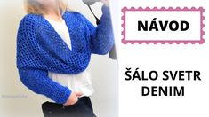 a woman wearing a blue knitted cardigan with the words navod in spanish