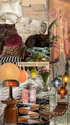 a collage of different types of furniture and decor