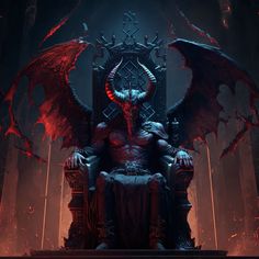 a giant demon sitting on top of a throne