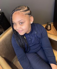 Black Girls Conrows Hairstyle Kids, Conrows For Black Girls Kids, Little White Girl Braid Ponytail Styles Black, Reign Hair, Natural Hairstyles For Black Girls 10-12, Children Braids, Braids Side, Children Hairstyles