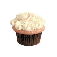 a cupcake with white frosting and sprinkles is shown on a white background