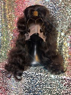 "26\" Curly Lace front with Gold Rhinestone sculpted sections -NO REFUNDS OR RETURNS" Rhinestone Wig, Styled Wigs, Curly Wig, Gold Rhinestone, Drag Queens, Synthetic Wig, Curly Wigs, Synthetic Wigs, Lace Front