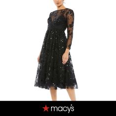 in stock Mother Of The Bride Black, Fashion Education, Neck Bracelet, Embellished Cocktail Dress, Mac Duggal Dresses, Sequin Midi Dress, Embroidered Midi Dress, Bateau Neck, Mac Duggal