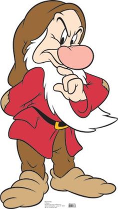 an animated cartoon character with long white hair and beard, wearing a red shirt and brown pants