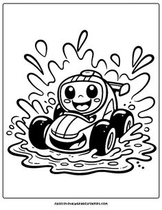 a race car splashing in a puddle Race Car Coloring Pages, Cars Coloring Pages, Formula 1 Car, Love Car, Stock Car, Coloring For Kids, Coloring Pages For Kids, Some Fun, Race Cars