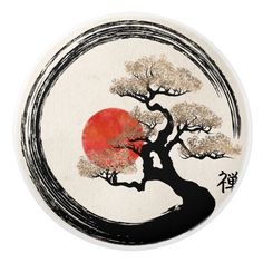 Bonsai Tattoo, Japanese Circle, Tato Geisha, Tree On Canvas, Bonsai Tree Tattoos, Enso Circle, Paint Landscape, Yin Yang Art, Kunst Tattoos