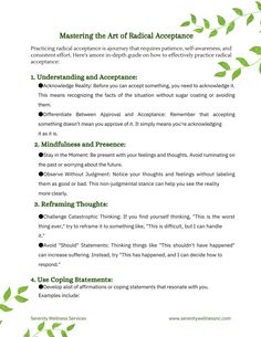 Enhance your therapeutic toolkit with a powerful approach that promotes healing and growth.  Dive deep into the transformative power of radical acceptance with this simplified digital guide tailored specifically for therapists or clients. Learn actionable strategies and exercises to introduce and practice radical acceptance with your clients. Instant download for endless utilization. How to Download: Once purchased, you will receive an email with a unique download link. Click on the link to acce Accepting No, Radical Acceptance Activity, Acceptance Therapy Worksheets, Radical Self Acceptance, Radical Acceptance Worksheet, How To Practice Radical Acceptance, Radical Acceptance Book, Acceptance And Commitment Therapy Worksheets, Radical Acceptance Coping Statements