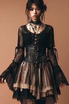 Earthy Witch Aesthetic Fashion, Gothic Hippie Outfits, Gothic Boho Fashion, Gothic Witch Outfits, Goth Boho Outfits, Fantasycore Outfits, Fairy Goth Outfit, Witch Inspired Outfit, Witch Aesthetic Fashion