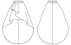 a drawing of two vases, one with a ruffled bottom