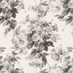 black and white floral wallpaper with roses