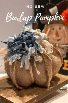 a burlocked pumpkin sitting on top of a wooden board