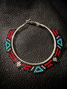 Beaded Hoop Earrings - Etsy Xmas Beads, Bead Ideas, Beading Ideas, Beadwork Patterns, Delica Beads, Oct 1, Beaded Hoop Earrings, Beaded Hoops, Earrings Etsy