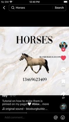 the horse is running through the marble wallpaper on this phone screen, and it's caption reads horses