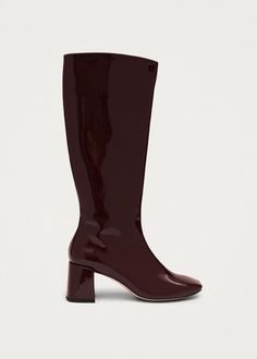 Chalk Onix Burgundy Vegan Leather Boots | ALOHAS Sustainable Shoes, Vegan Leather Boots, Vegan Boots, Zipper Heels, Block Heel Boots, Chunky Block Heels, Comfortable Boots, Cool Boots, Winter Sale