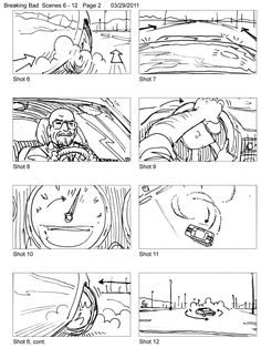 the storyboard shows how to draw an animated character's face and head in different stages