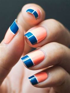 Tonight's plan: DIY one of these 9 summer nail art looks November Nails Colors, Coral Nails With Design, November Nail Designs, Color Block Nails, Nails Styles, Nail Art Halloween, Nails Opi, Makeup Tip, Coral Nails