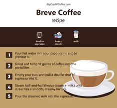 the coffee recipe is shown with instructions for how to make it