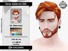 an image of a man with red hair and piercings on his ears for the game facial hairstyle n4