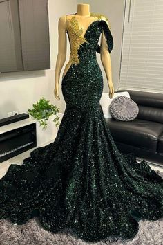 Dark Green Sparkly Prom Dresses, Custom Prom Dresses Green Sparkly Prom Dresses, Prom Dress Gold, Crystal Prom Dress, Prom Dress Pictures, Formal Occasion Dress, Mermaid Evening Gown, Mermaid Prom Dress, Custom Prom Dress