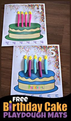 birthday cake playdough mats with free printables to make them look like they are