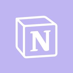 the letter n is shown in white on a purple background with an outline of a block