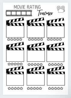 a black and white film strip with the words movie ratings written on it, in front of