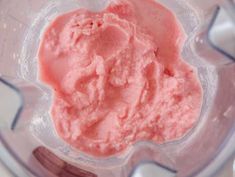 a blender filled with pink ice cream