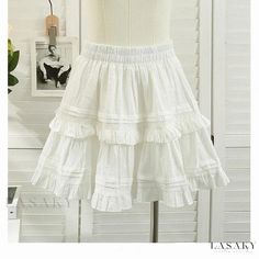 Lasaky - Stylish Layered A-Line Skirt - High-Quality Puffy White Skirt for a Sweet and Petite Look White Layered Skirt, Me Board, White Ruffle Skirt, Cake Dress, Tiered Ruffle Skirt, Dress Stretch, Dress Cake, Half Skirt, Current Styles