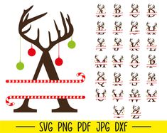 svg christmas reindeer font and numbers with bauble balls on the antlers