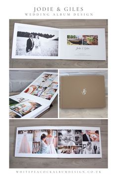 the wedding album is open and ready to be used as a guest book or brochure